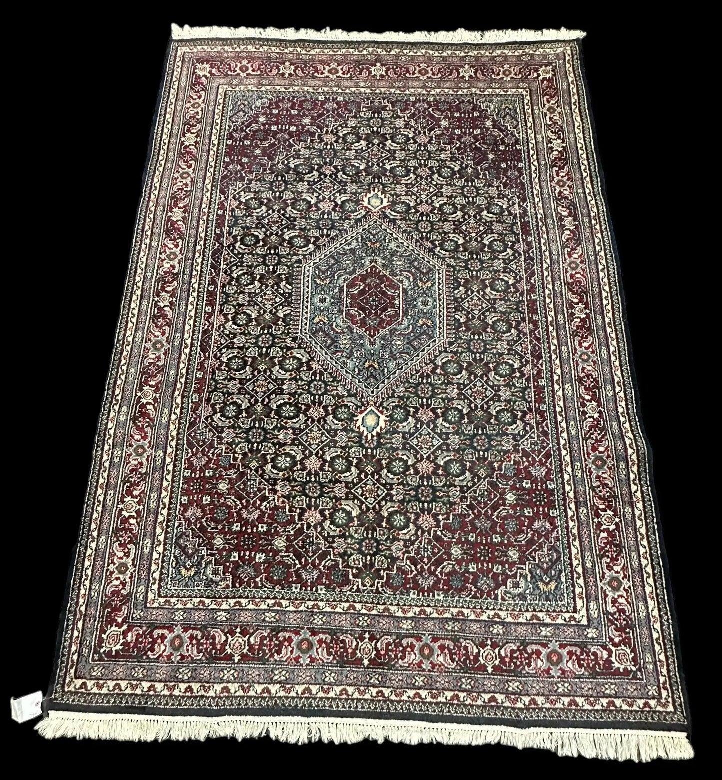 Handmade Vintage Wool Rug Persian Bidjar Design in Dark Colors 6'2 x 9' I Got Rugs