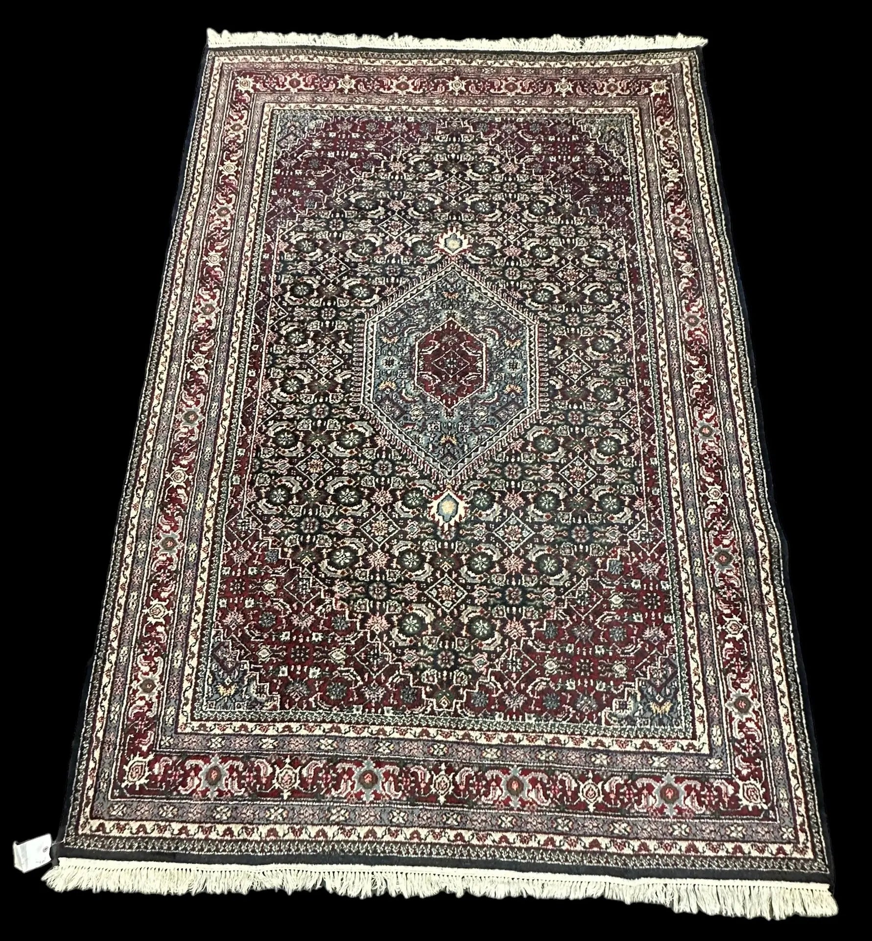 Handmade Vintage Wool Rug Persian Bidjar Design in Dark Colors 6'2 x 9' I Got Rugs