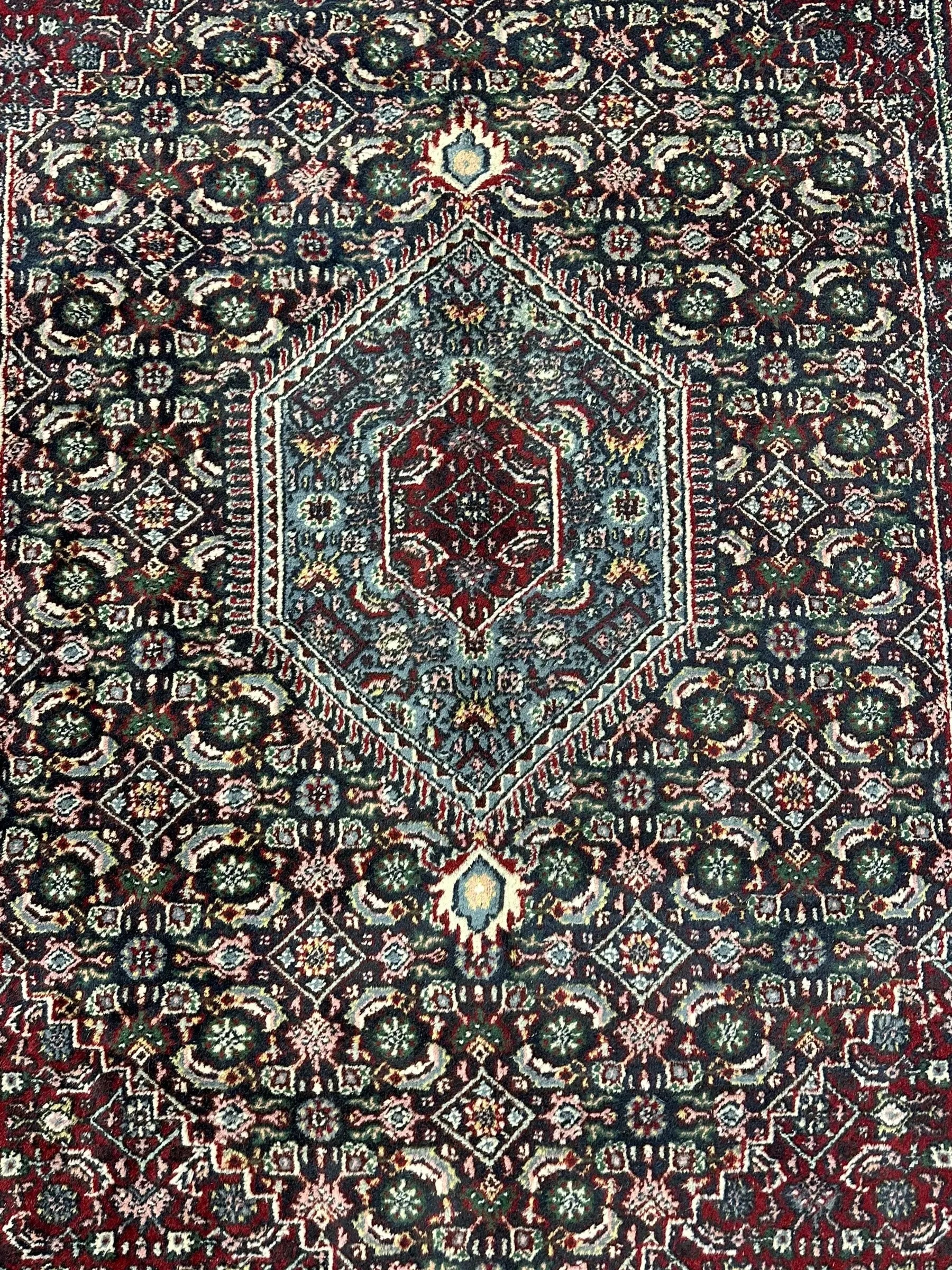 Handmade Vintage Wool Rug Persian Bidjar Design in Dark Colors 6'2 x 9' I Got Rugs