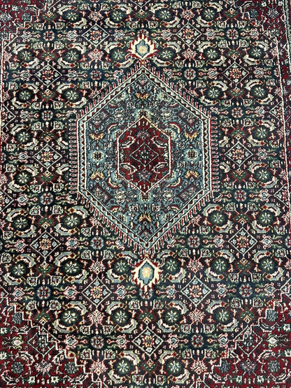 Handmade Vintage Wool Rug Persian Bidjar Design in Dark Colors 6'2 x 9' I Got Rugs