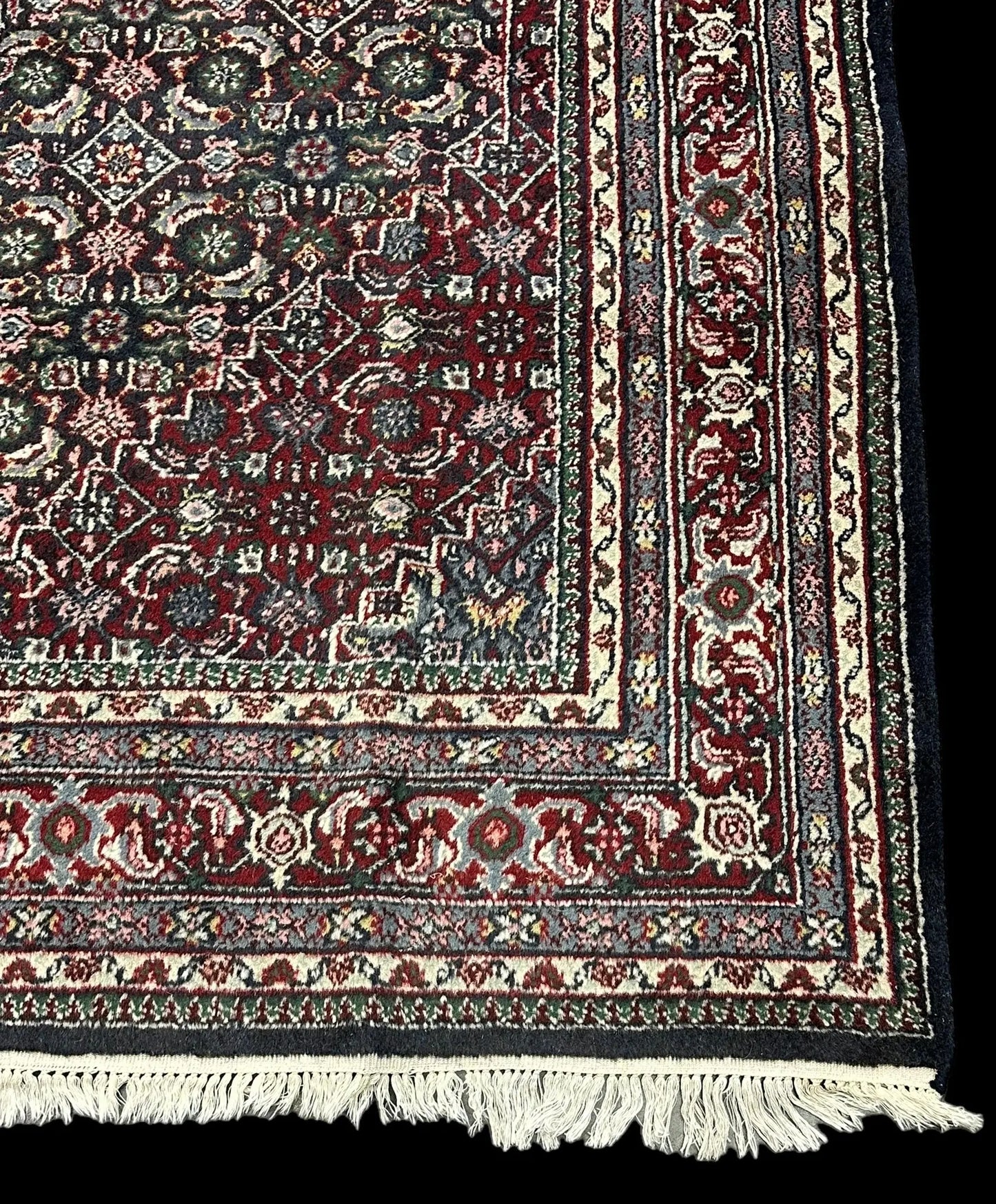 Handmade Vintage Wool Rug Persian Bidjar Design in Dark Colors 6'2 x 9' I Got Rugs