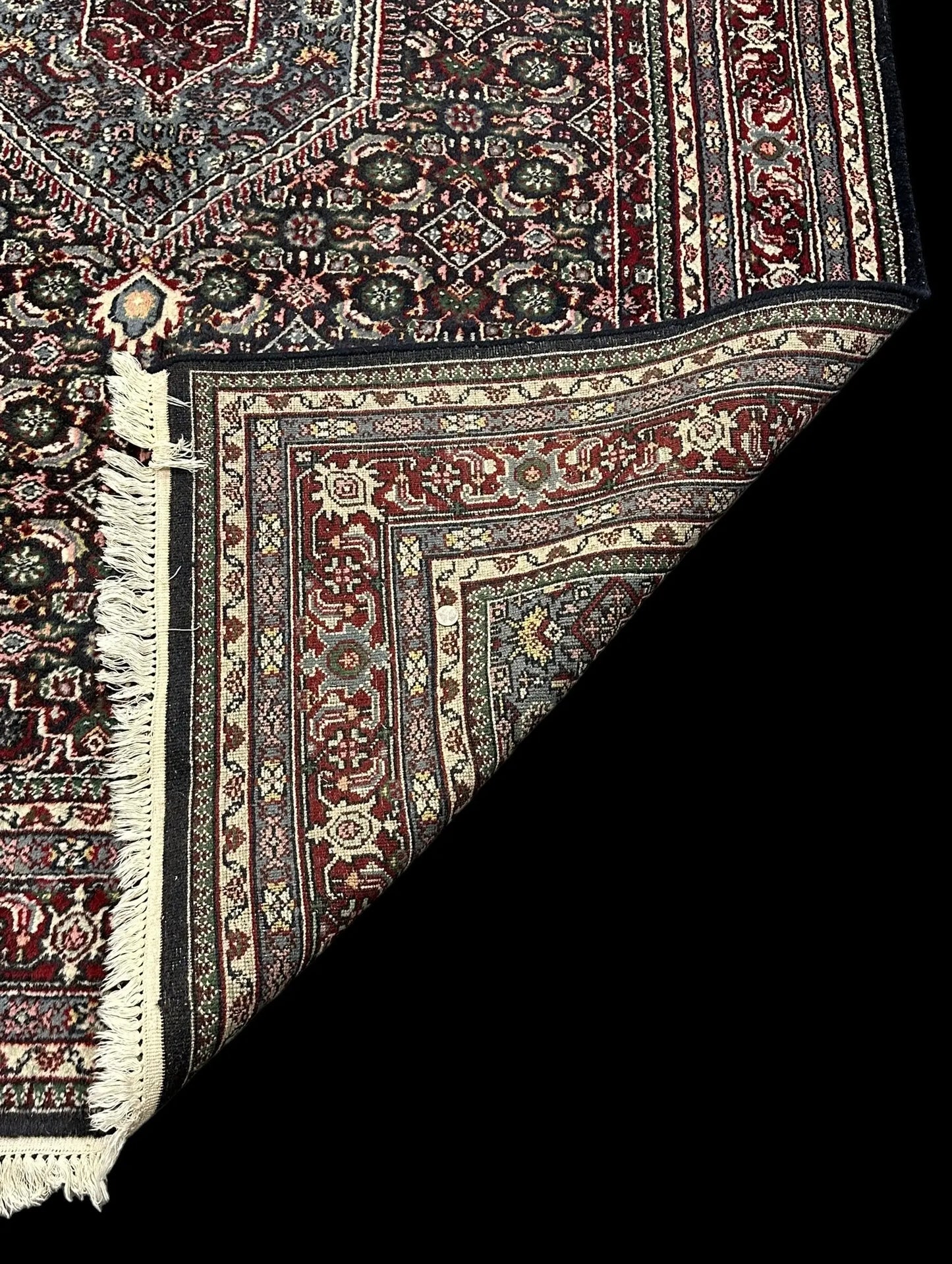 Handmade Vintage Wool Rug Persian Bidjar Design in Dark Colors 6'2 x 9' I Got Rugs