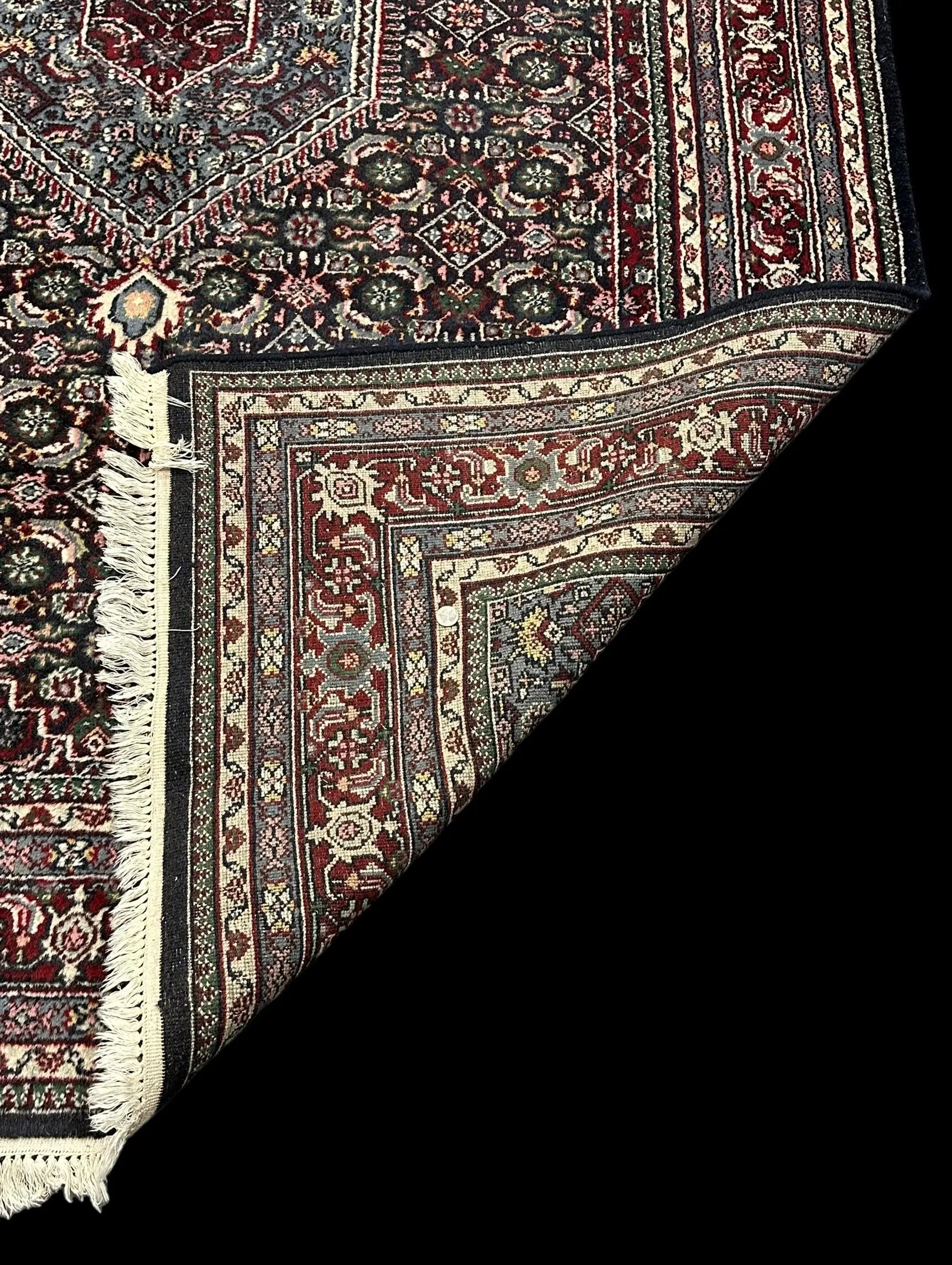 Handmade Vintage Wool Rug Persian Bidjar Design in Dark Colors 6'2 x 9' I Got Rugs