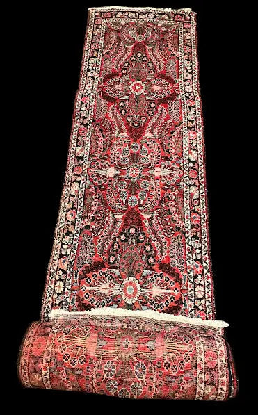 Handmade Vintage Wool Rug Persian Hamadan Runner Red Oriental Design 2'10 x 20' I Got Rugs
