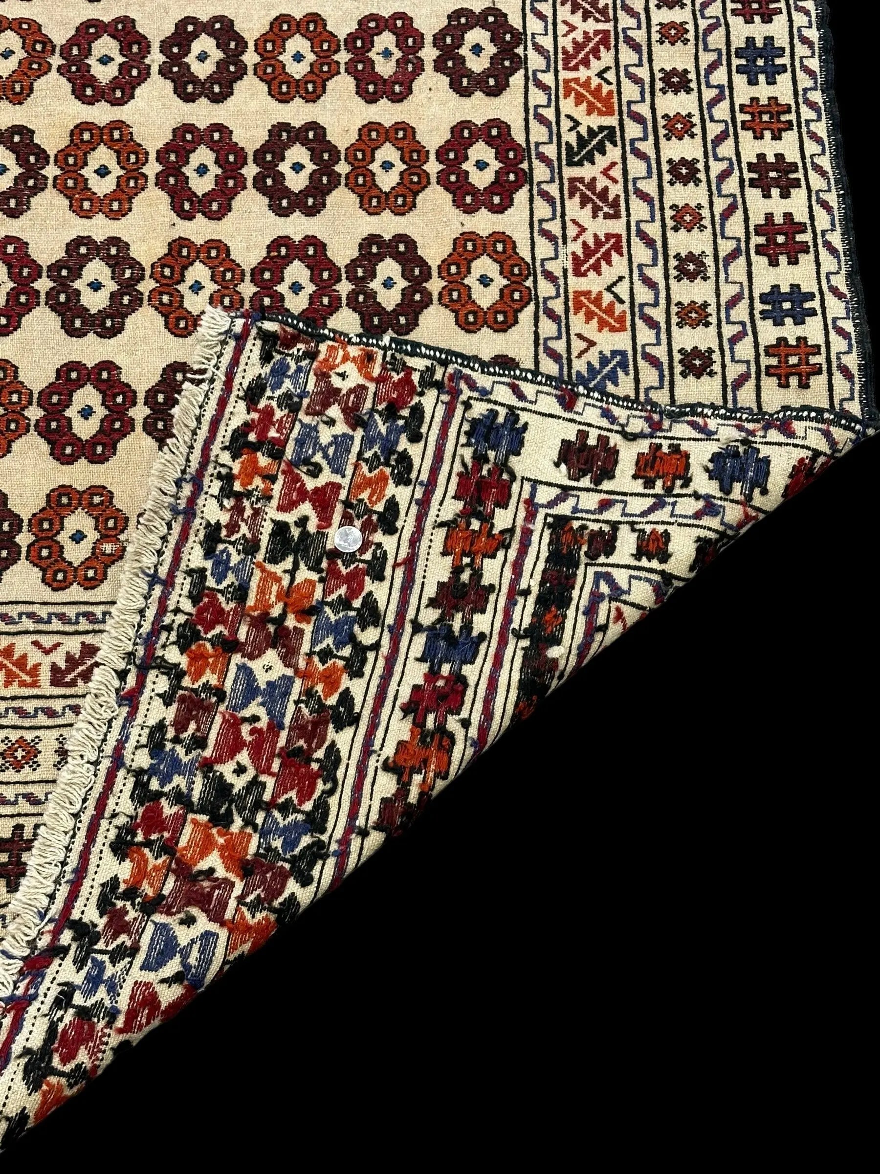 Handmade Vintage Wool Rug Persian Kilim Colorful Soumak Design 4' x 6'9 I Got Rugs Handmade Vintage Wool Rug Persian Kilim Colorful Soumak Design 4' x 6'9 I Got Rugs Handmade Vintage I Got Rugs