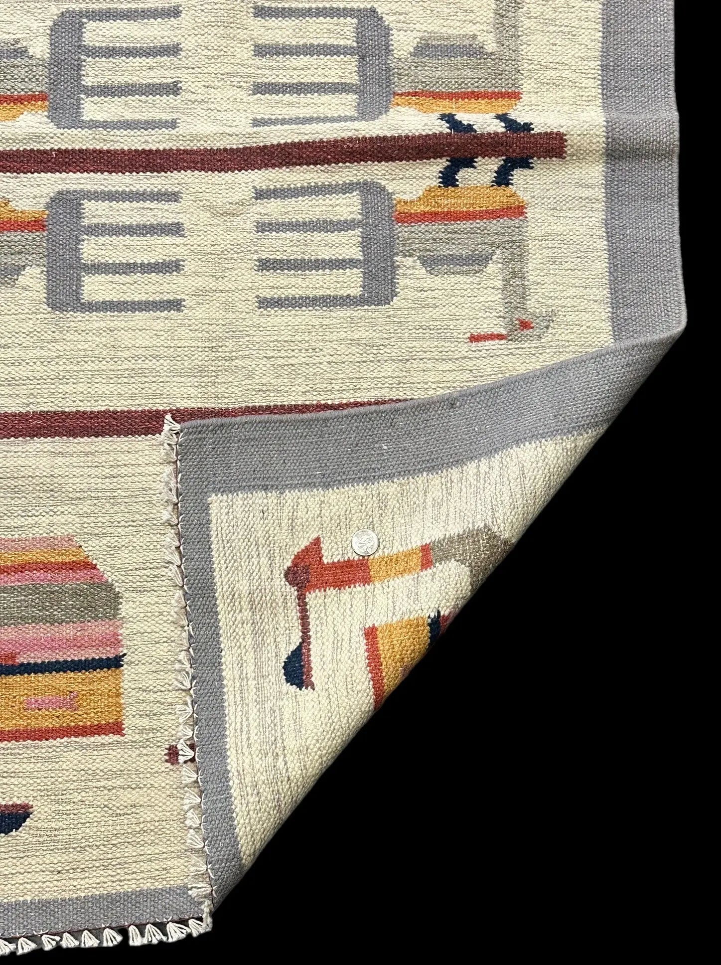Handmade Vintage Wool Rug Persian Kilim Multicolor Animal Pictorial 2'9 x 4'7 I Got Rugs