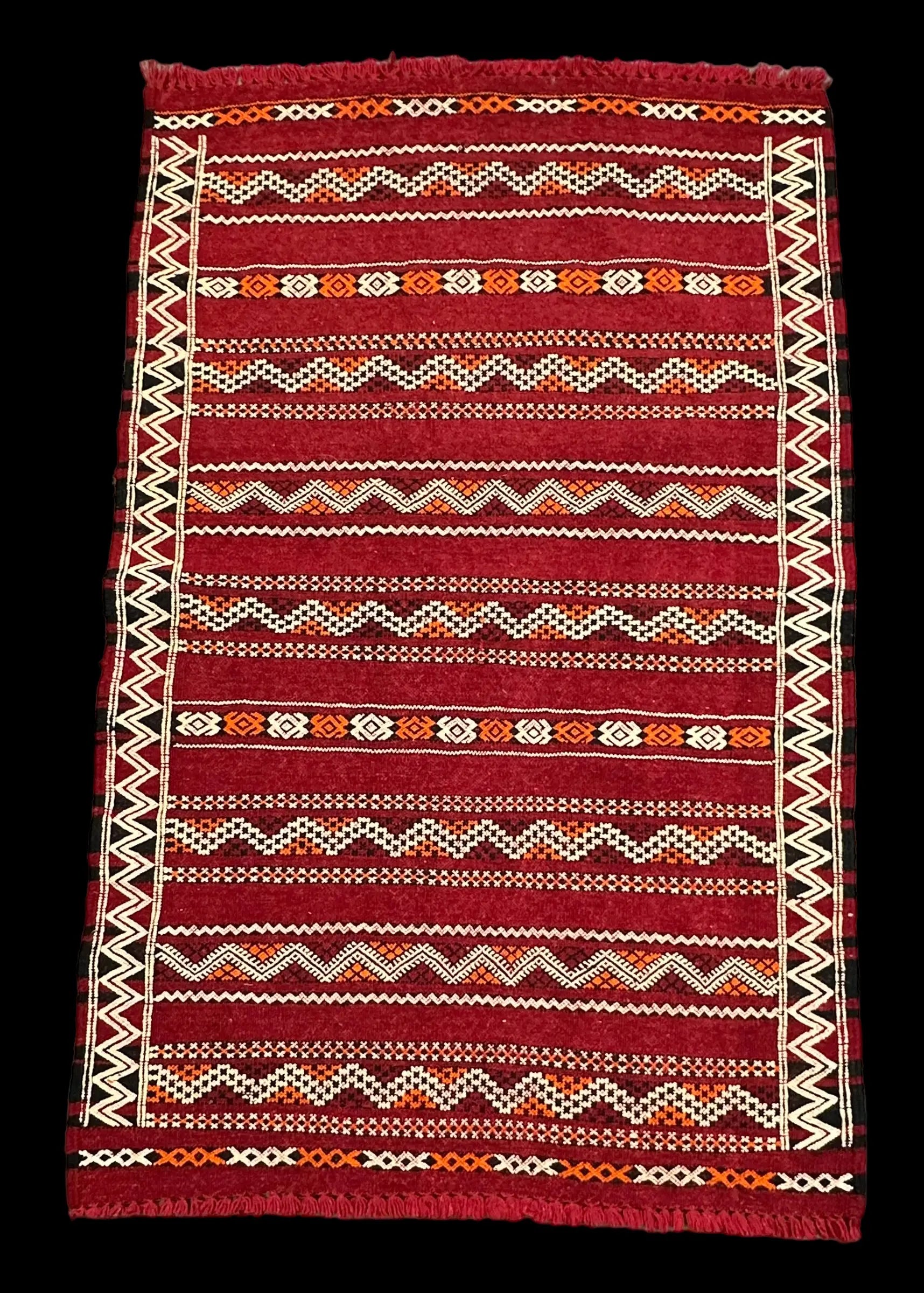 Handmade Vintage Wool Rug Red Moroccan Berber Tribal Design 2'7 x 4'2 I Got Rugs