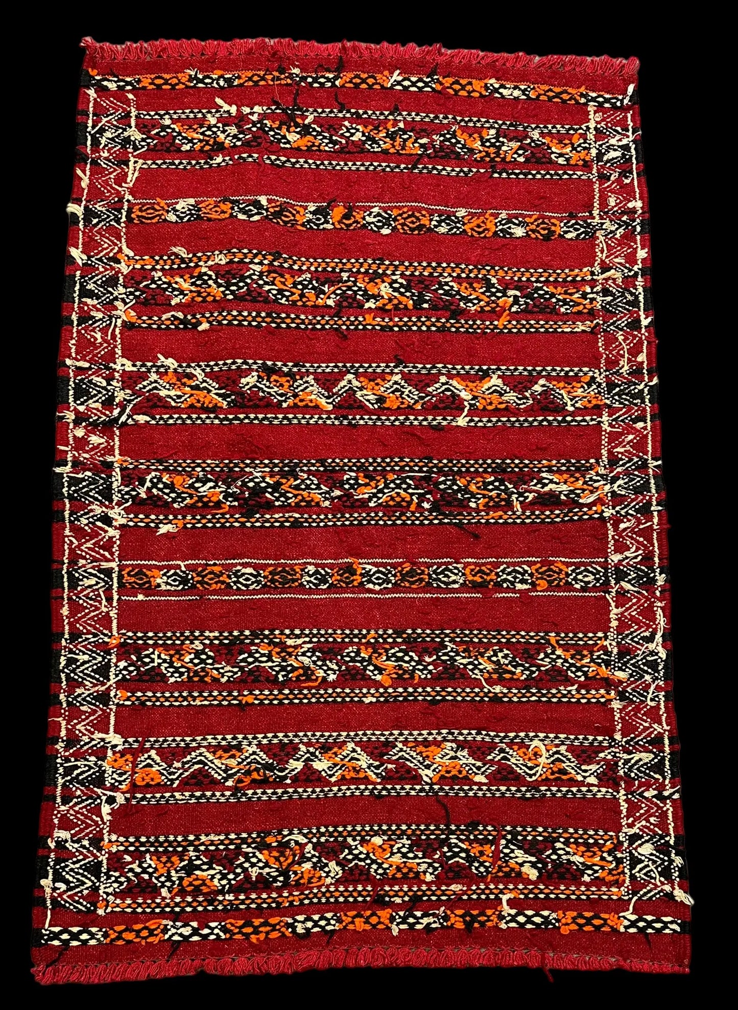 Handmade Vintage Wool Rug Red Moroccan Berber Tribal Design 2'7 x 4'2 I Got Rugs