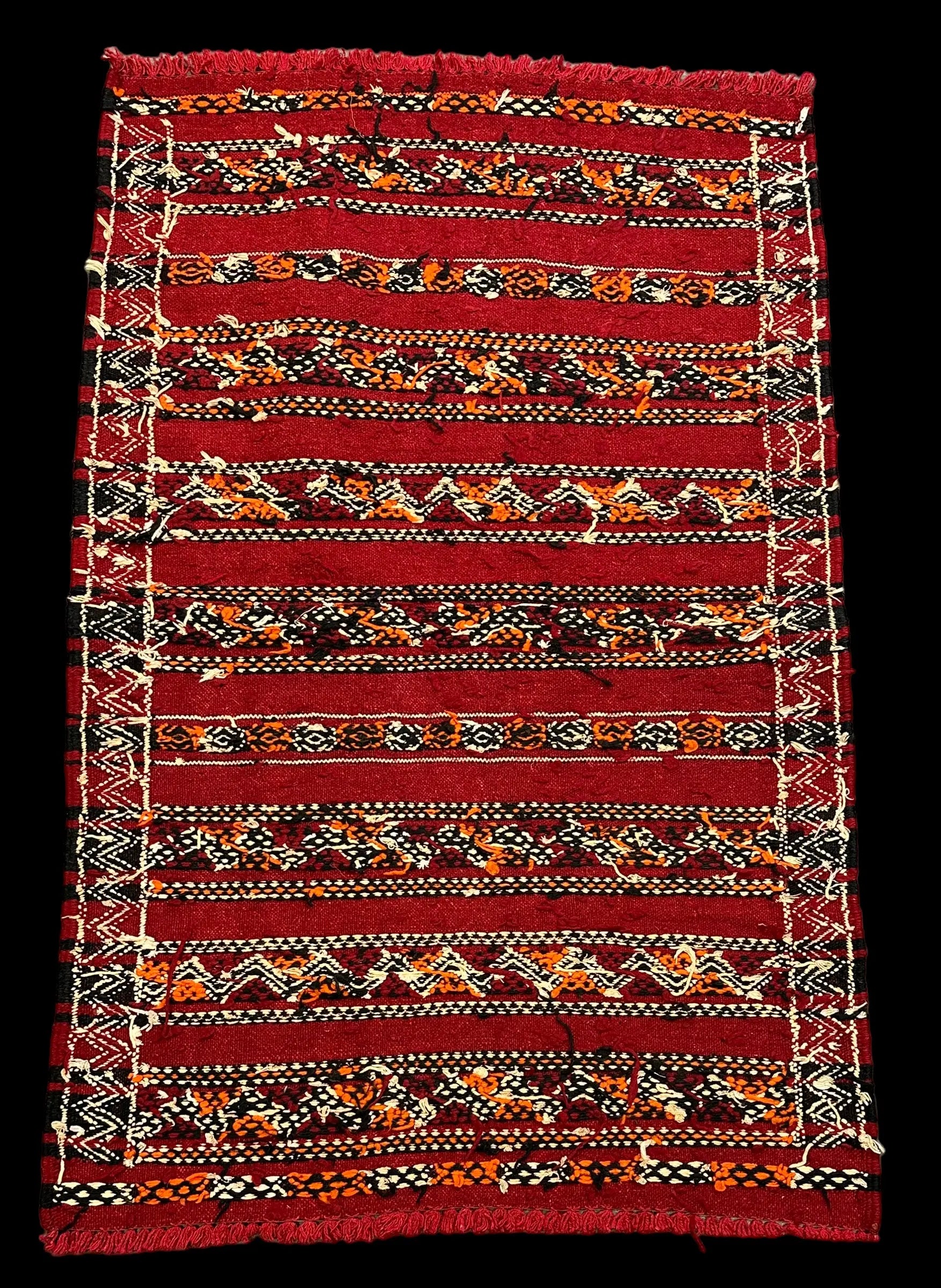 Handmade Vintage Wool Rug Red Moroccan Berber Tribal Design 2'7 x 4'2 I Got Rugs