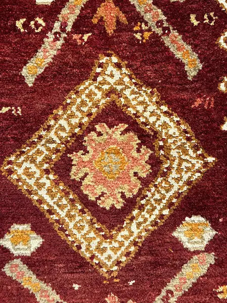 Handmade Vintage Wool Rug Red Moroccan Oriental Design 1'5 x 2'5 I Got Rugs