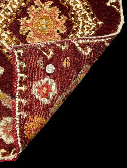 Handmade Vintage Wool Rug Red Moroccan Oriental Design 1'5 x 2'5 I Got Rugs