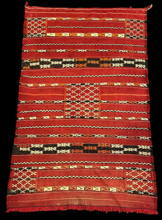 Handmade Vintage Wool Rug Red Moroccan Tribal Design 2'8 x 4'4 I Got Rugs