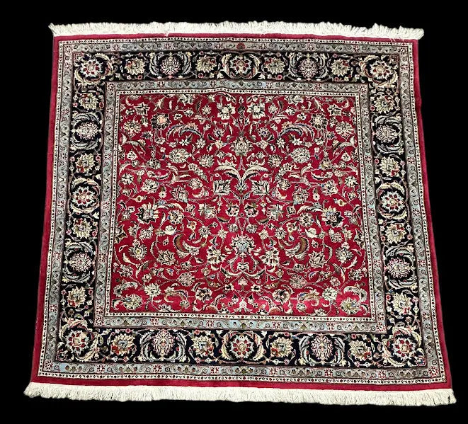 Handmade Vintage Wool Rug Red Persian Tabriz Floral Print 6'8 x 6'5 I Got Rugs