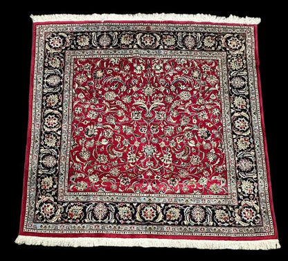 Handmade Vintage Wool Rug Red Persian Tabriz Floral Print 6'8 x 6'5 I Got Rugs