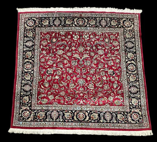 Handmade Vintage Wool Rug Red Persian Tabriz Floral Print 6'8 x 6'5 I Got Rugs