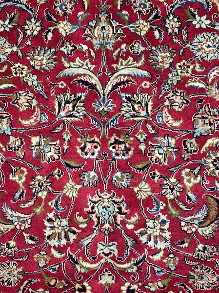 Handmade Vintage Wool Rug Red Persian Tabriz Floral Print 6'8 x 6'5 I Got Rugs