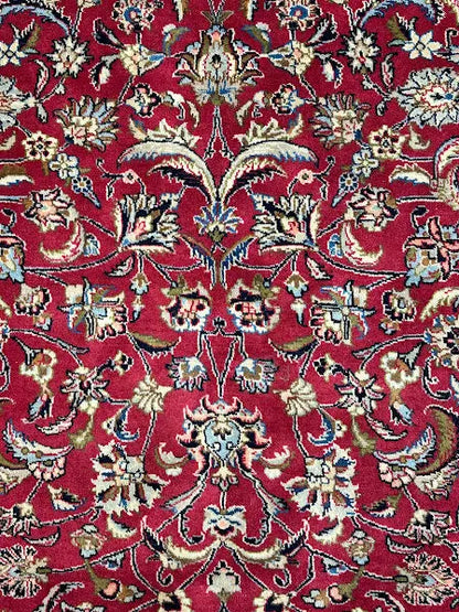 Handmade Vintage Wool Rug Red Persian Tabriz Floral Print 6'8 x 6'5 I Got Rugs