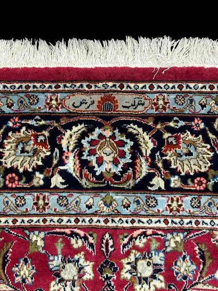 Handmade Vintage Wool Rug Red Persian Tabriz Floral Print 6'8 x 6'5 I Got Rugs