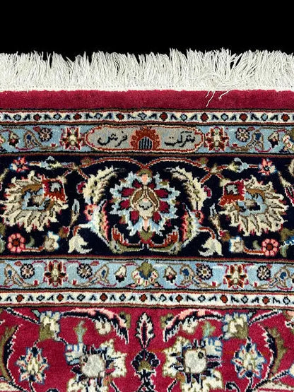Handmade Vintage Wool Rug Red Persian Tabriz Floral Print 6'8 x 6'5 I Got Rugs
