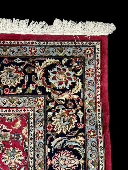 Handmade Vintage Wool Rug Red Persian Tabriz Floral Print 6'8 x 6'5 I Got Rugs