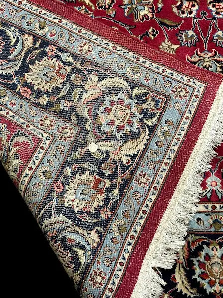 Handmade Vintage Wool Rug Red Persian Tabriz Floral Print 6'8 x 6'5 I Got Rugs