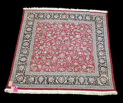 Handmade Vintage Wool Rug Red Persian Tabriz Floral Print 6'8 x 6'5 I Got Rugs
