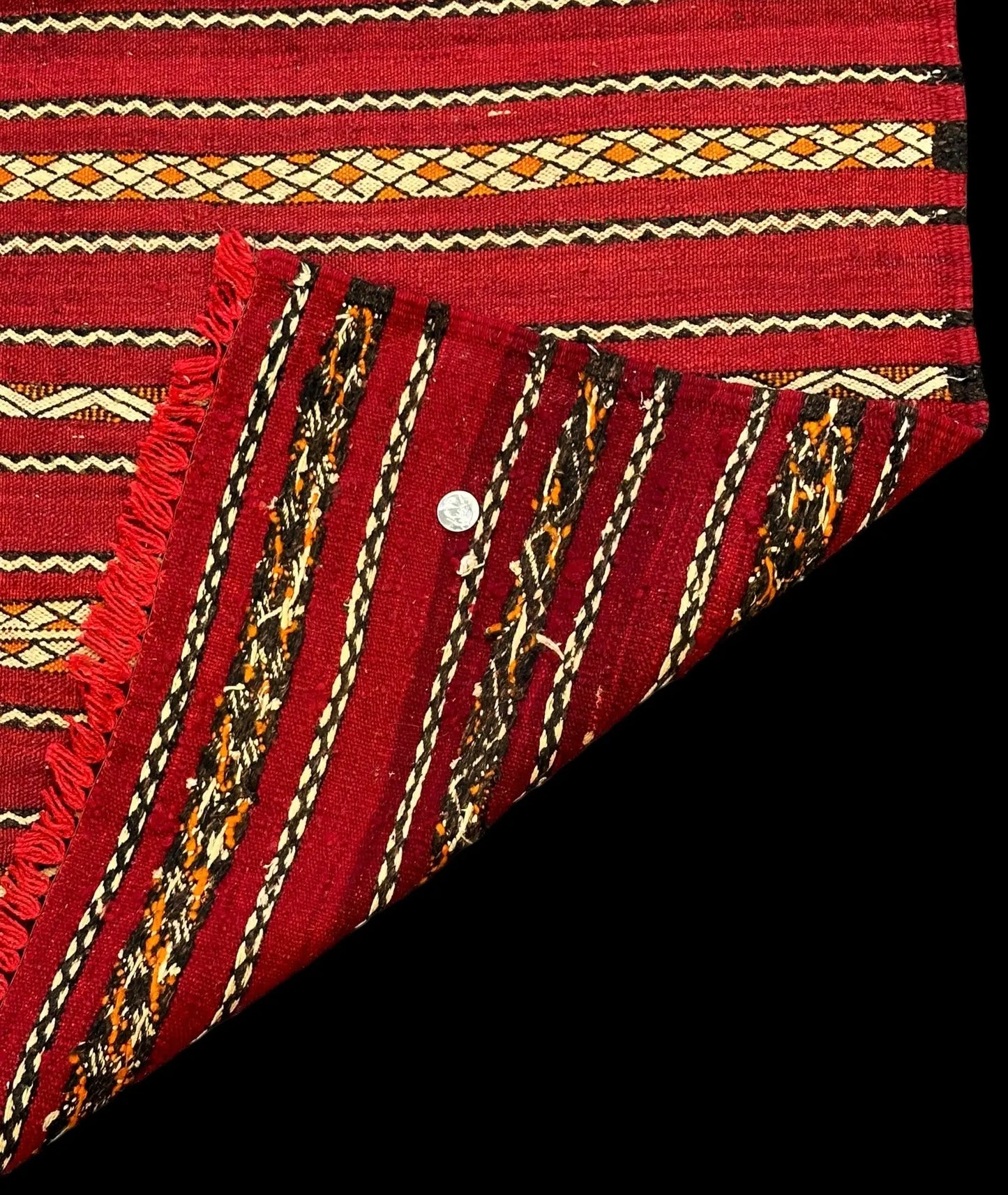 Handmade Vintage Wool Rug Red Tribal Moroccan Kilim 2'2 x 4'8 I Got Rugs