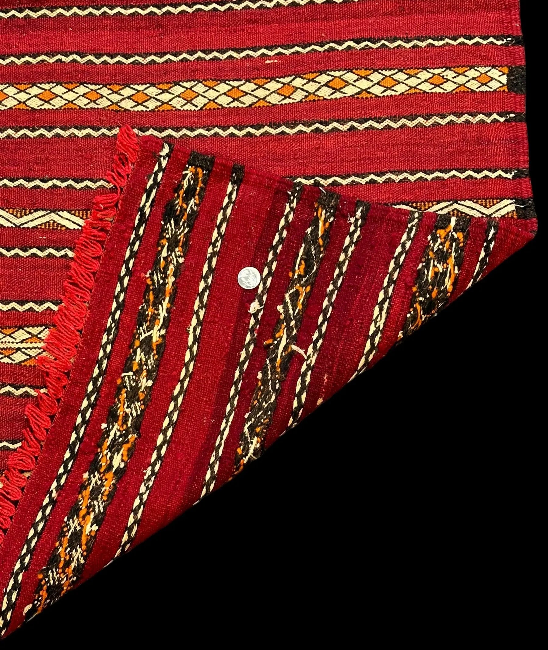 Handmade Vintage Wool Rug Red Tribal Moroccan Kilim 2'2 x 4'8 I Got Rugs