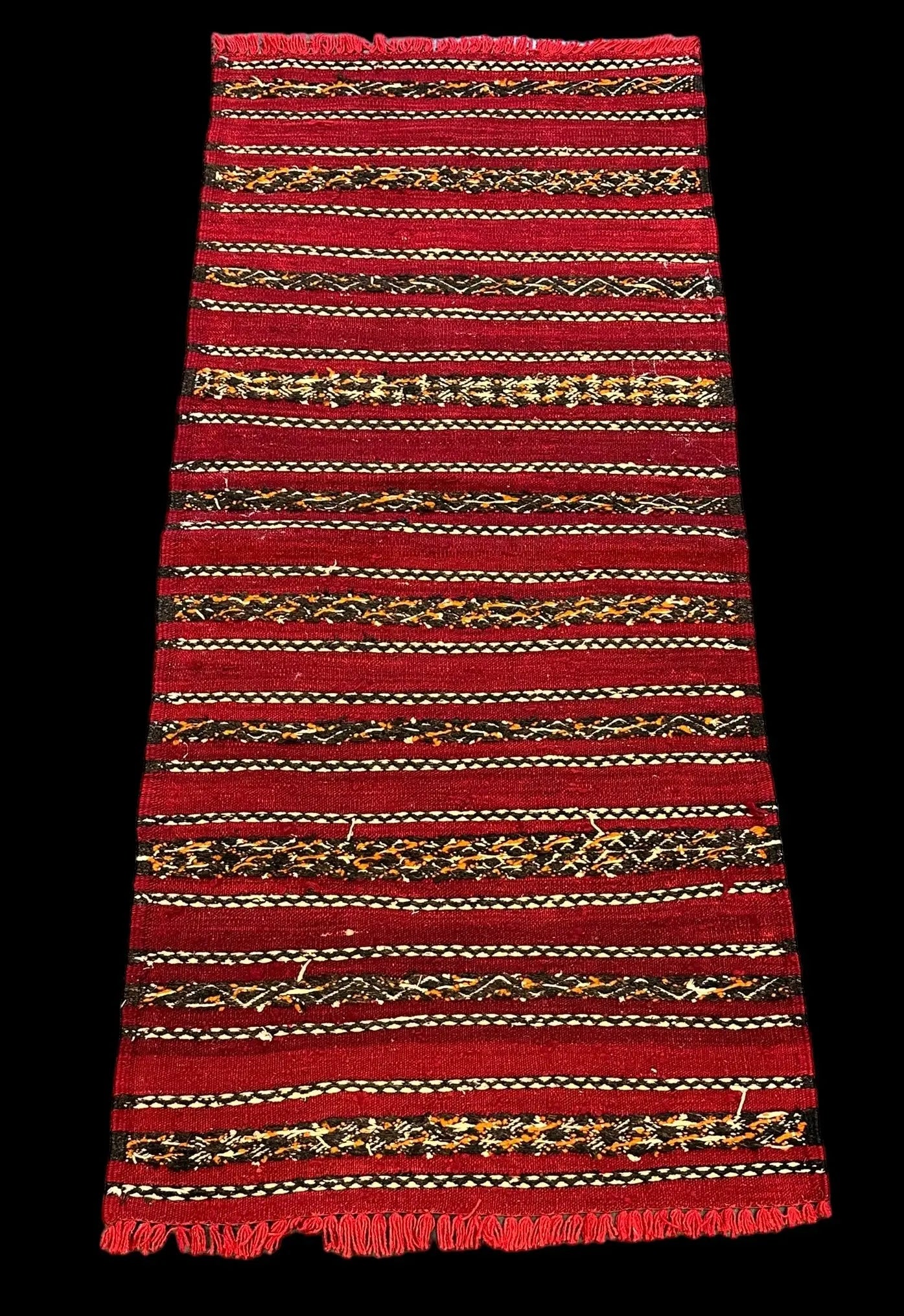 Handmade Vintage Wool Rug Red Tribal Moroccan Kilim 2'2 x 4'8 I Got Rugs