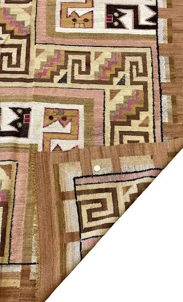 Handmade Vintage Wool Rug Scandinavian Kilim Multicolor Design 4'1 x 5'9 I Got Rugs