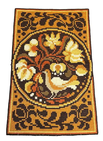Handmade Vintage Wool Rug Scandinavian Needlepoint Bird Design Orange 2'4 x 3'9 - I Got Rugs Handmade Vintage Wool Rug Scandinavian Needlepoint Bird Design Orange 2'4 x 3'9 I Got Rugs Handmade Vintage I Got Rugs  120.00