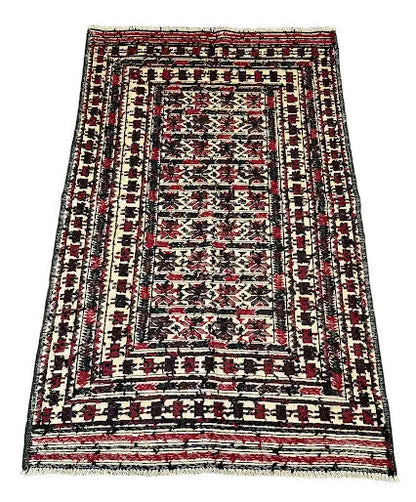 Handmade Vintage Wool Rug Shirvan Kilim Multicolor 3'8 x 6'3 I Got Rugs
