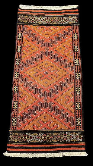 Handmade Vintage Wool Rug Stunning Orange Moroccan Tribal Design 2' x 4'7 I Got Rugs