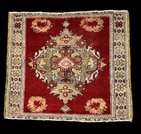 Handmade Vintage Wool Rug Stunning Red Turkish Oriental Design 2'3 x 2' I Got Rugs