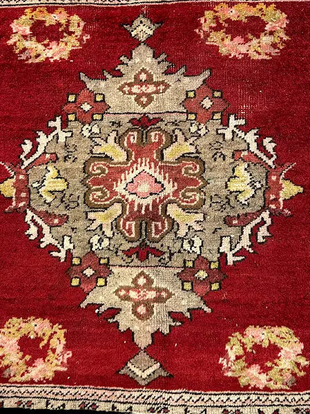 Handmade Vintage Wool Rug Stunning Red Turkish Oriental Design 2'3 x 2' I Got Rugs