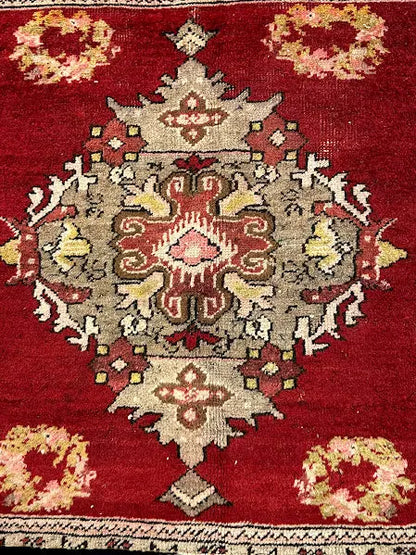 Handmade Vintage Wool Rug Stunning Red Turkish Oriental Design 2'3 x 2' I Got Rugs