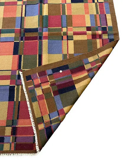 Handmade Vintage Wool Rug Swedish Multicolor Modern Flatweave Design 5'3 x 7'9 I Got Rugs