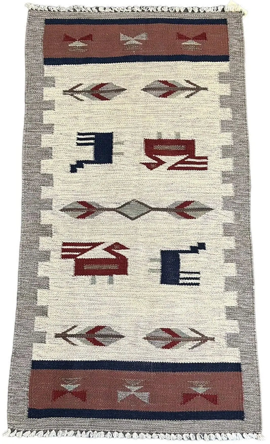 Handmade Vintage Wool Rug Turkish Flat Weave Multicolor 2'3 x 4'4 I Got Rugs