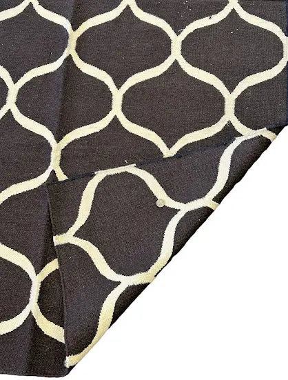 Handmade Vintage Wool Rug Turkish Geometric Design Brown 4'5 x 7'11 I Got Rugs