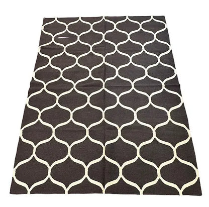 Handmade Vintage Wool Rug Turkish Geometric Design Brown 5'8 x 7'10 I Got Rugs