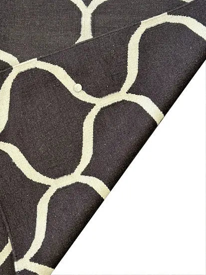 Handmade Vintage Wool Rug Turkish Geometric Design Brown 5'8 x 7'10 I Got Rugs