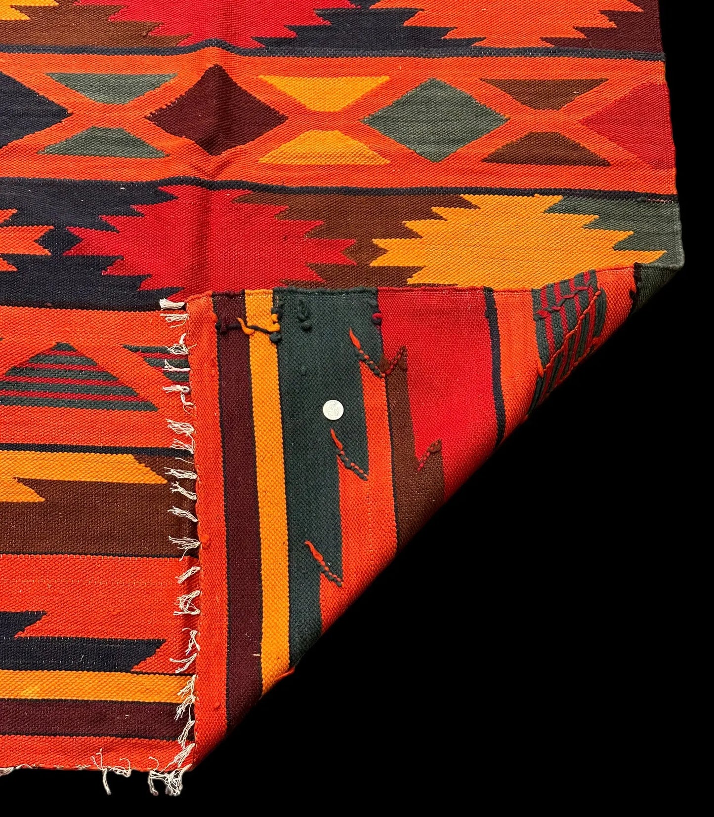 Handmade Vintage Wool Rug Turkish Kilim Bold Colors Tribal Design 3'7 x 4'10 I Got Rugs