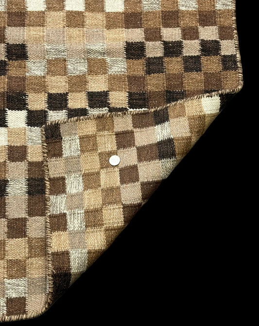 Handmade Vintage Wool Rug Turkish Kilim Brown Oriental Design 2'5 x 3'10 I Got Rugs