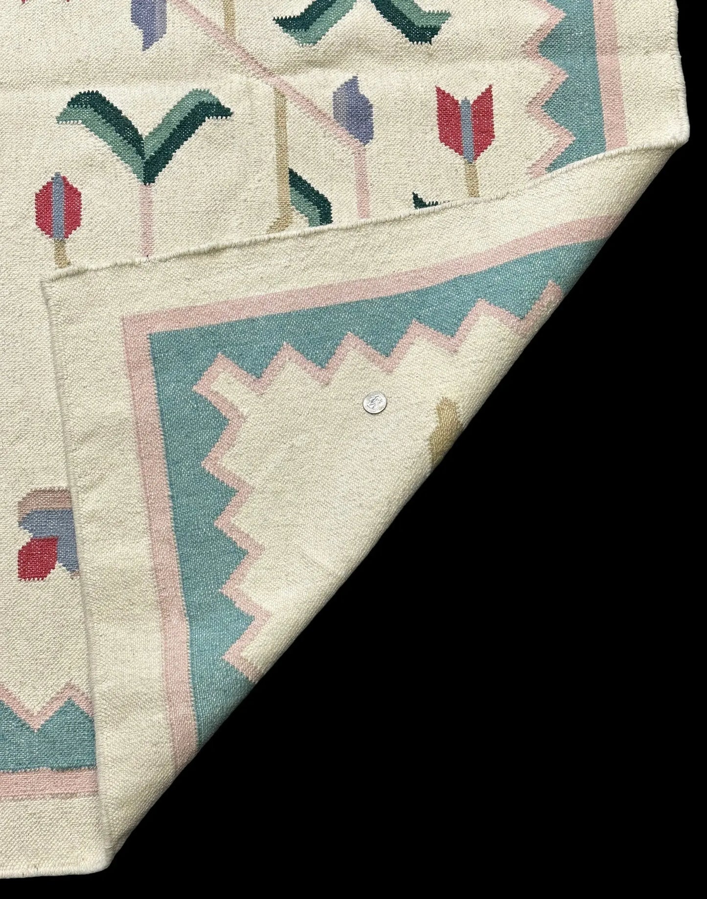 Handmade Vintage Wool Rug Turkish Kilim Colorful Floral Design 2'10 x 5'2 I Got Rugs
