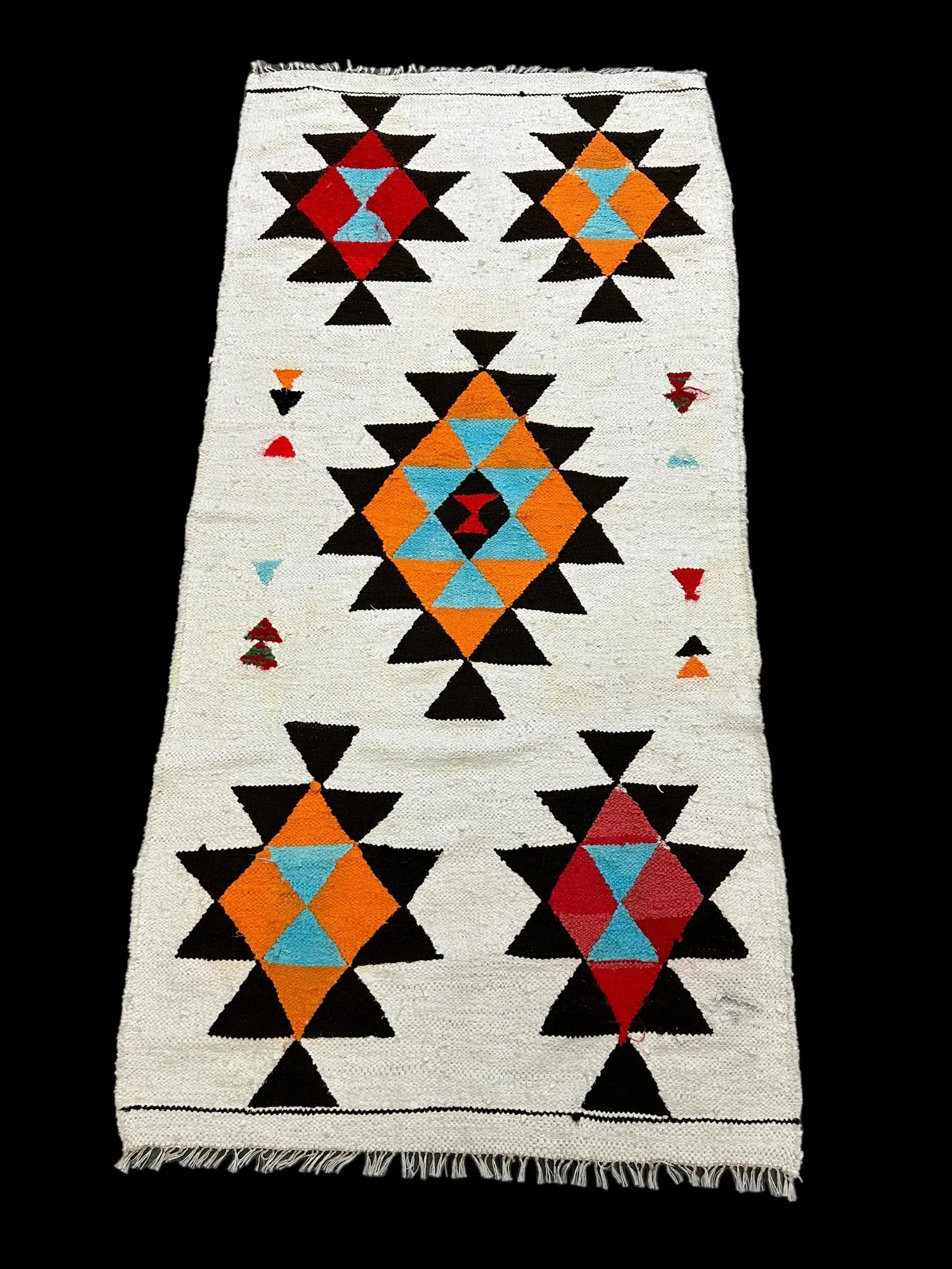 Handmade Vintage Wool Rug Turkish Kilim Colorful Tribal Design 2'6 x 5'4 I Got Rugs