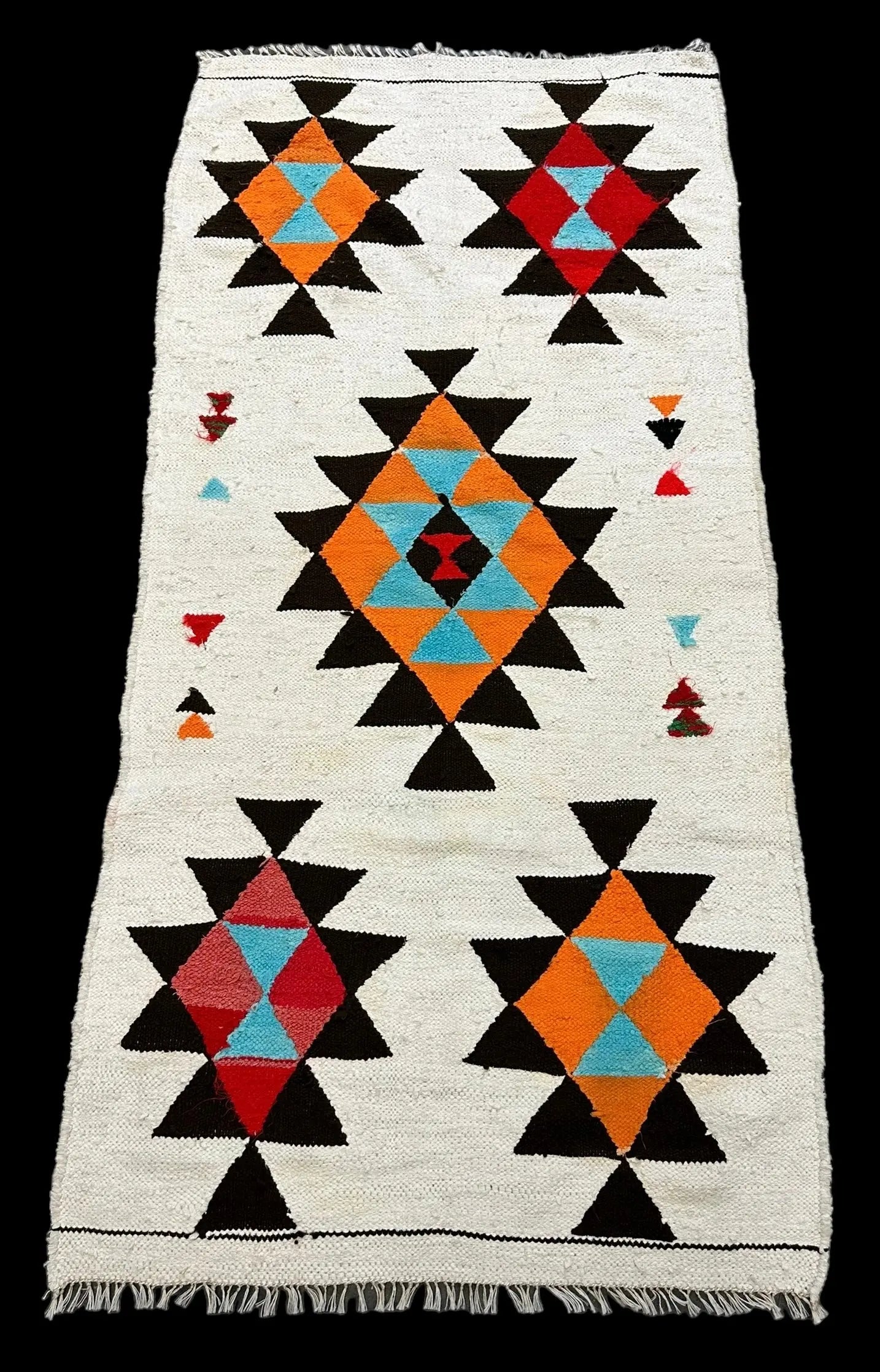 Handmade Vintage Wool Rug Turkish Kilim Colorful Tribal Design 2'6 x 5'4 I Got Rugs