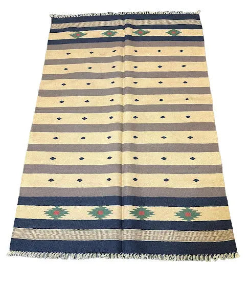 Handmade Vintage Wool Rug Turkish Kilim Diamond Design 3'11 x 5'11 I Got Rugs