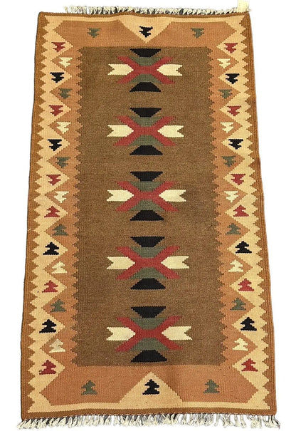 Handmade Vintage Wool Rug Turkish Kilim Flatweave Beige 2'3 x 4' I Got Rugs
