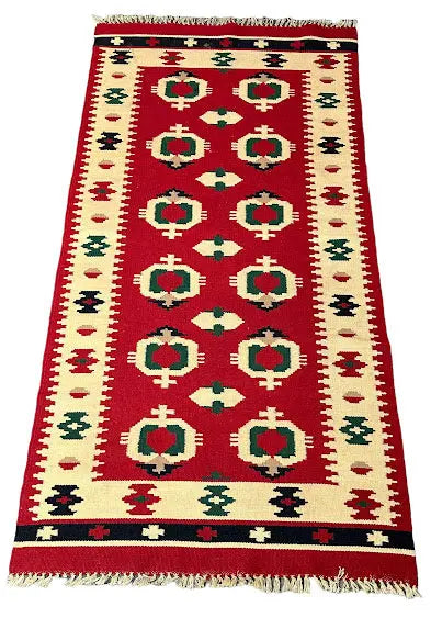 Handmade Vintage Wool Rug Turkish Kilim Geometric 2'10 x 5'9 - I Got Rugs Handmade Vintage Wool Rug Turkish Kilim Geometric 2'10 x 5'9 I Got Rugs Handmade Vintage I Got Rugs  170.00