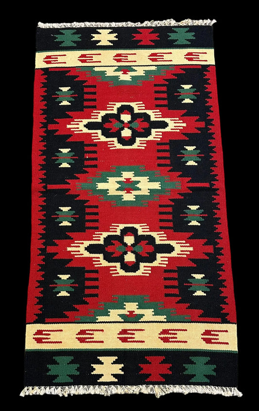 Handmade Vintage Wool Rug Turkish Kilim Geometric Design 2'1 x 4'1 I Got Rugs